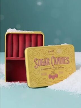 Anthropologie Sweets Tin Jewelry Box SUGAR CANDIES Yellow